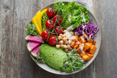 Colourful vegetable and lentil dish